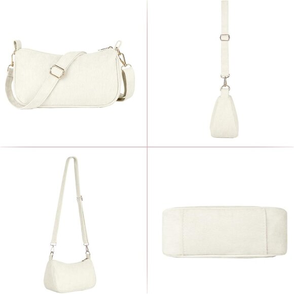 Women's Beige Tote Handbag Clutch Purse Crescent Underarm Bag Cross Body Bags - Picture 4 of 7